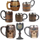 Деревянная пивная кружка, имитация деревянного бочонка, пивная кружка в стиле ретро, кружка для питья с двойными стенками, металлическая Изолированная кружка для кофе, чая, бара, кружка для питья