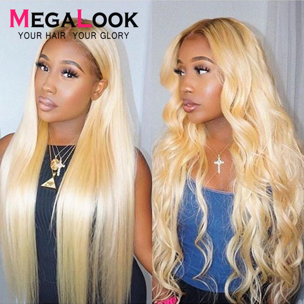 Блонд парик с кружевом спереди прямой из человеческих волос предварительно