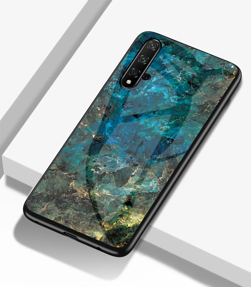 Чехол для Huawei Honor 20 Pro Lite задняя крышка из закаленного мрамора стекла Жесткий 20pro