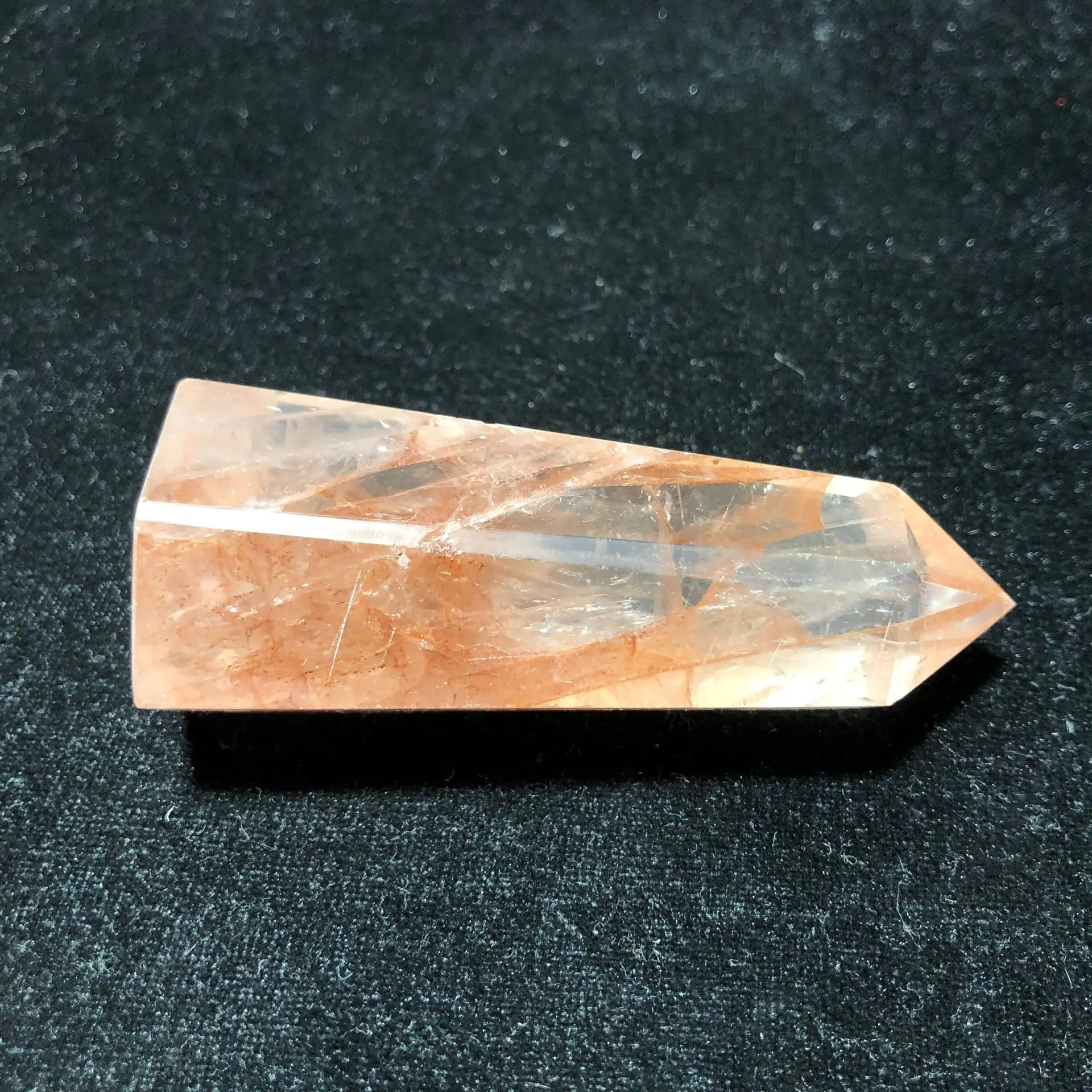 

Fire Quartz Hand-Polished Hexagon Point Crystal Chakra Healing Reiki Home Stone Handicraft Decoration Point