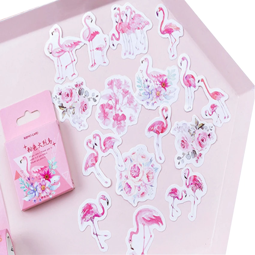 

45 шт./упак. милый розовый наклейка с Фламинго мини бумажная самоклеящаяся этикетка для украшения Стикеры s для художественного оформления н...