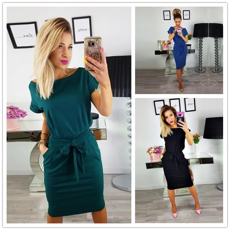 

3XL Plus Size Women Casual Dress Summer 2019 Women Cotton Dress Female Short Sleeve Sashes Midi Dress Vestidos Fashion Clothing