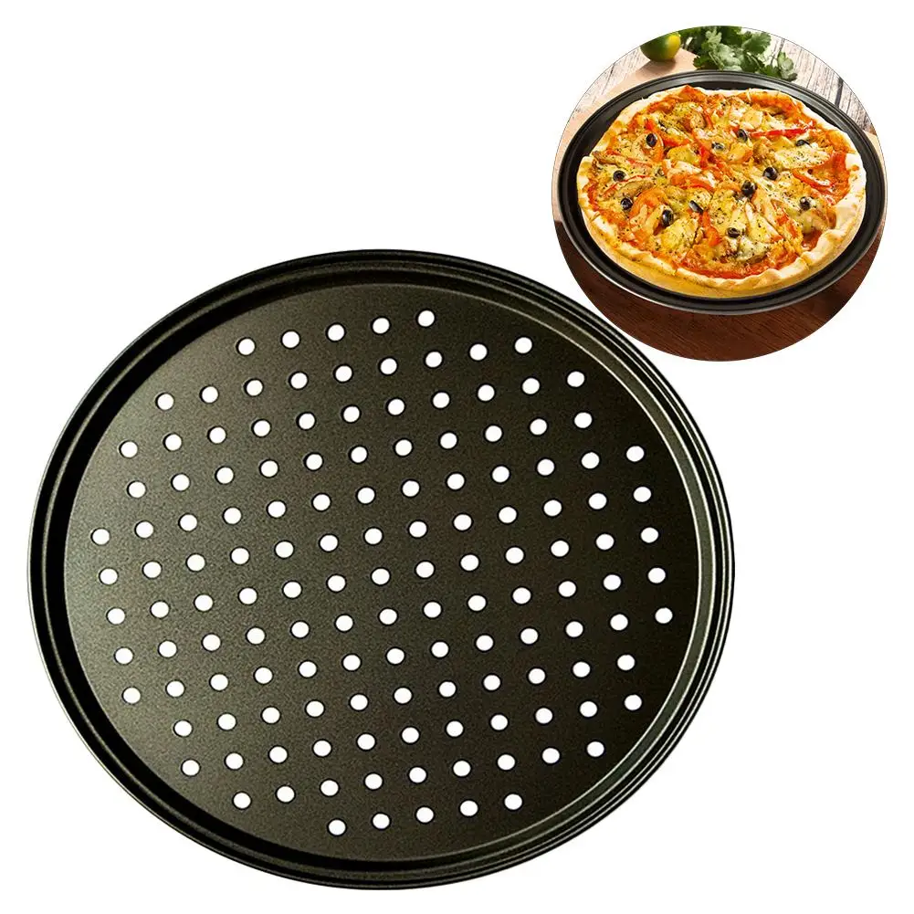 26/28/32CM Carbon Steel Non-stick Pizza Baking Pan Mesh Tray Plate Round Deep Dish Pizza Pan Tray Mould Bakeware Baking Tool