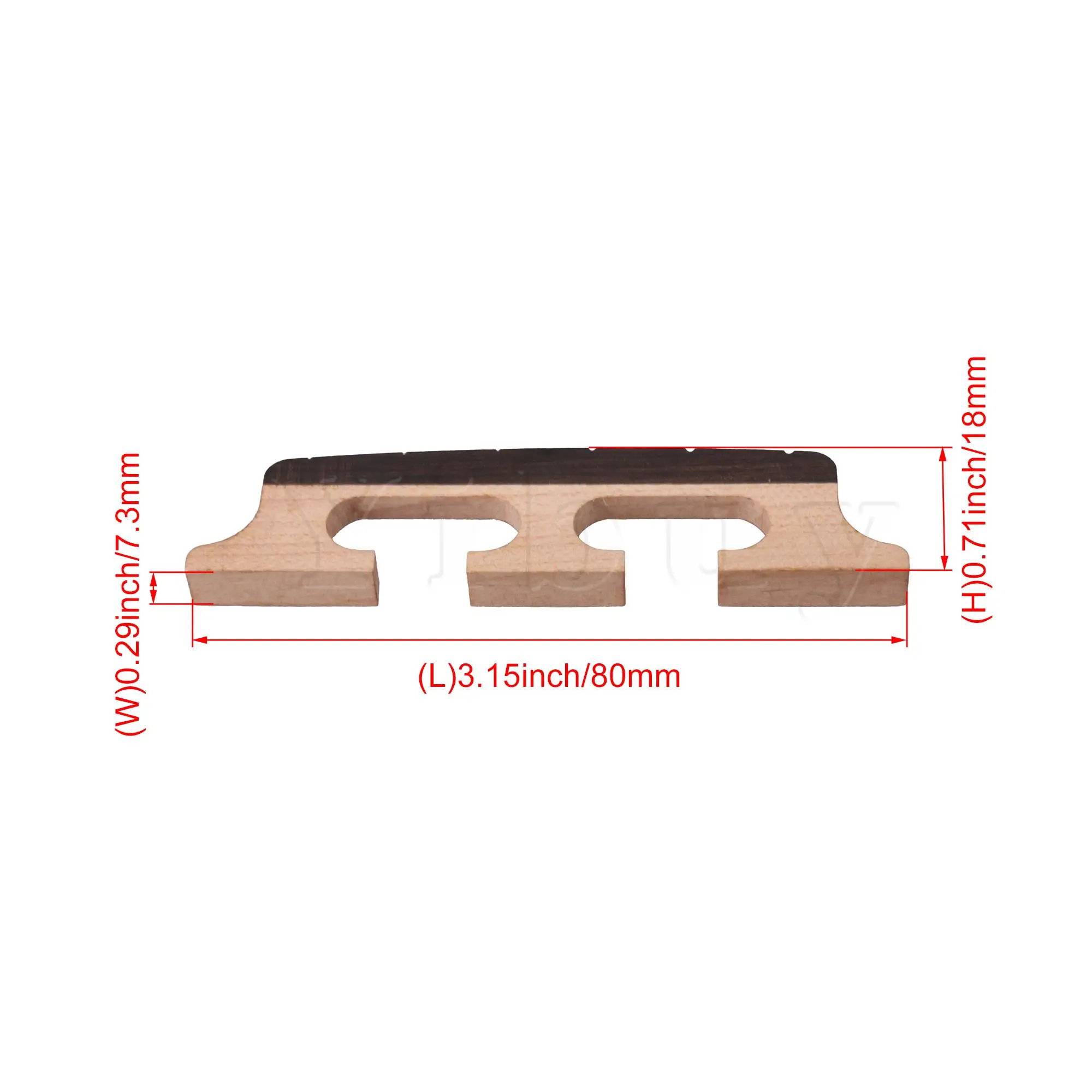 

Yibuy 80x7.3x18mm 6 Strings Solid Wood Banjo Bridge with Ebony Bone Saddle