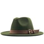 Шляпа-федора унисекс, шерстяная, с широкими полями, с кожаной лентой, на зимуосень