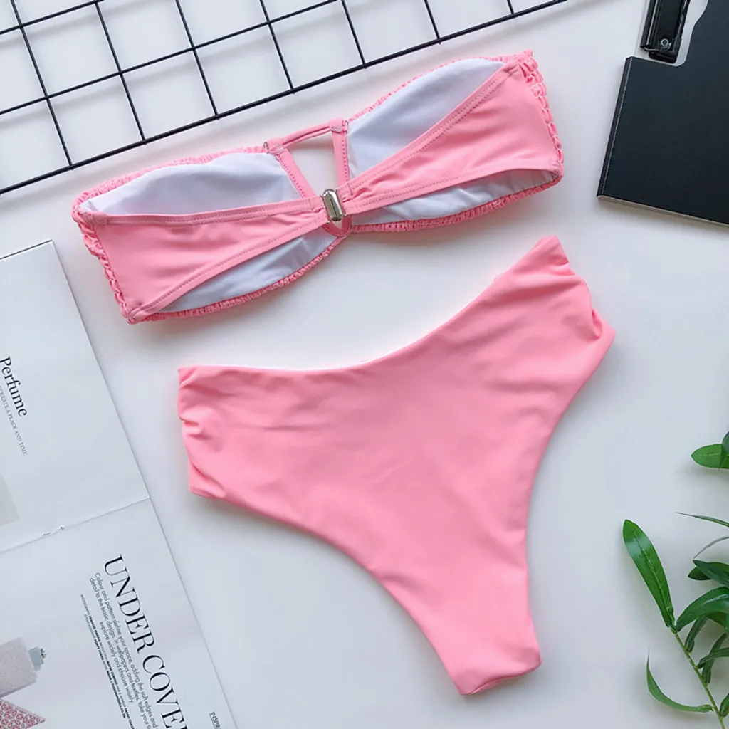 SAGACE Женский комплект бикини с открытыми плечами пуш-ап бюстгальтер купальник