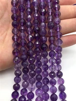 aa wholesale natural stone faceted amethyst quartz beads round loose beads for jewelry making diy bracelet necklace 15 6 12mm