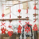 Рождественское украшение, деревянные подвесные кулоны, бант на елку, звезда, рождественские украшения для дома, новогодний декор для вечеринки, Рождество