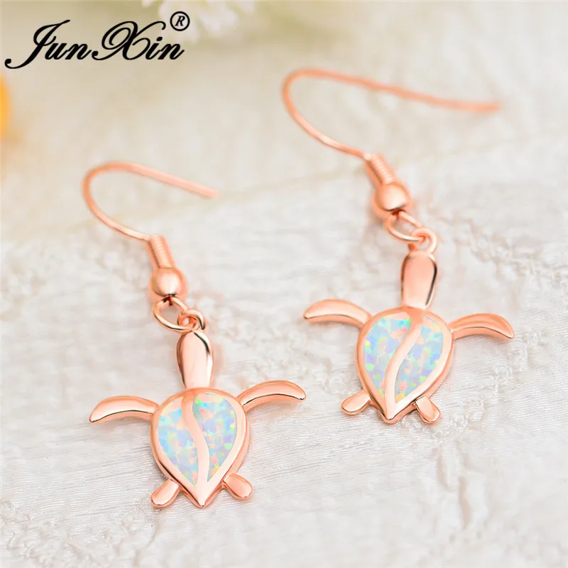 Груша капли воды Белый огненный опал серьги из белого золота розового Цвет милые