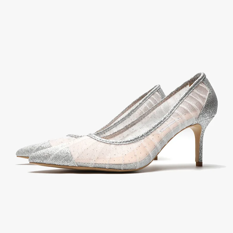 

New Fashion Pointy Lace 7 Cm Thin Heel Fashion High Heel Women's Shoes