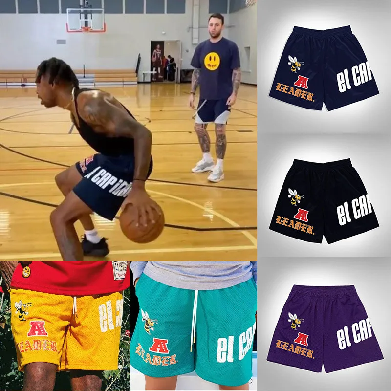 

Summer men's basketball training sports shorts new mesh breathable running fitness male lace-up polyester fashion casual shorts