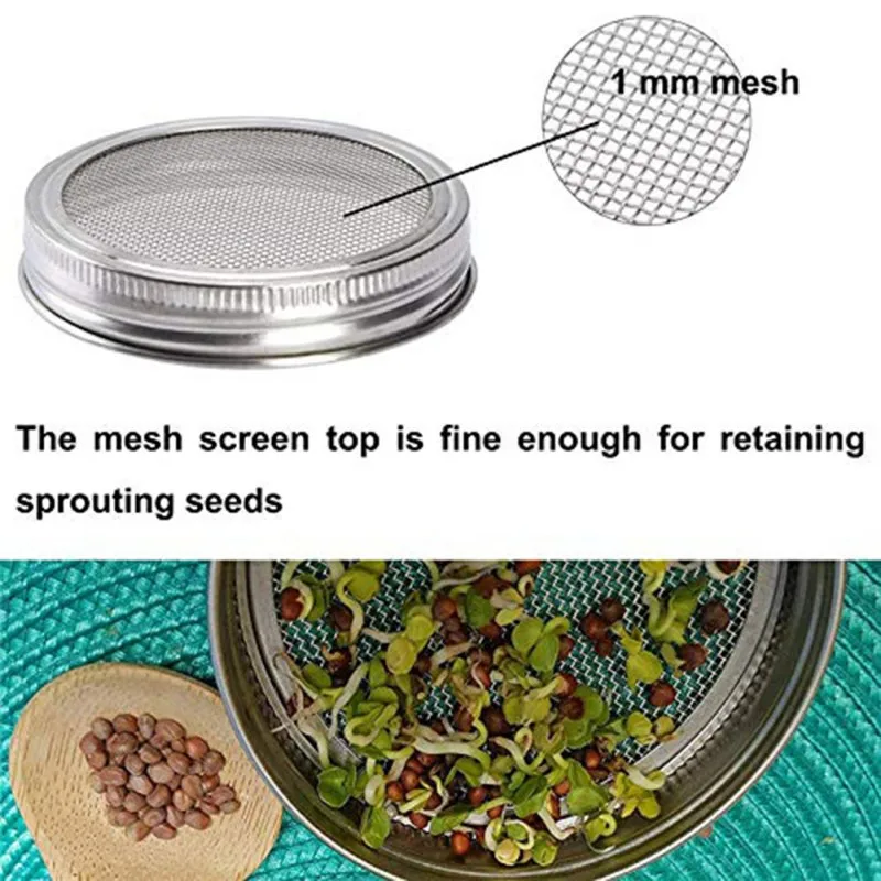 Seed Sprouter Germinatio крышка комплект Sprouting баночки с проращивающимися ситечками из нержавеющей стали набор крышек для выращивания ваших собственных Sprouts