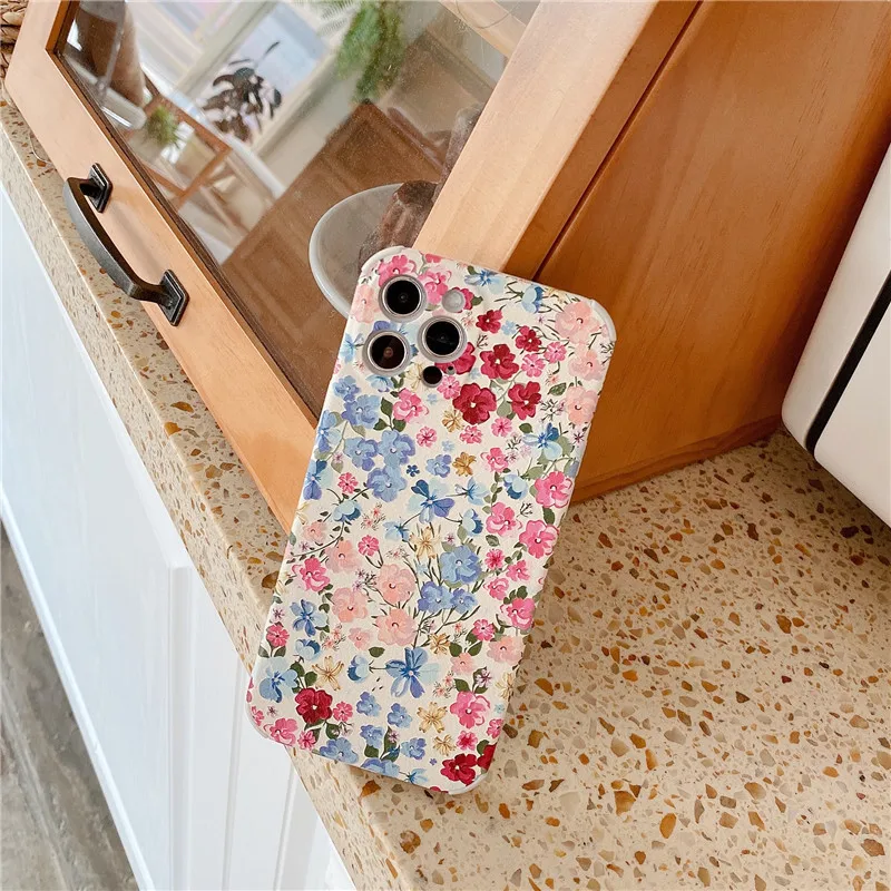 retro sweet sakura oil painting art japanese phone case for iphone 13 12 11 pro max xr xs max 7 8 plus x 7plus case cute cover free global shipping