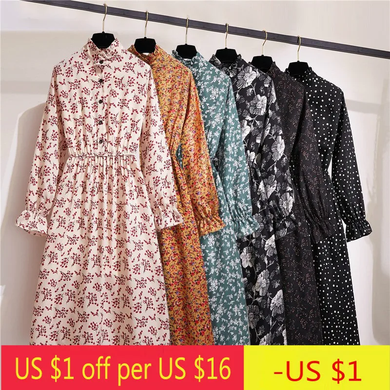 Женское винтажное платье на пуговицах длинное вечернее с цветочным принтом и