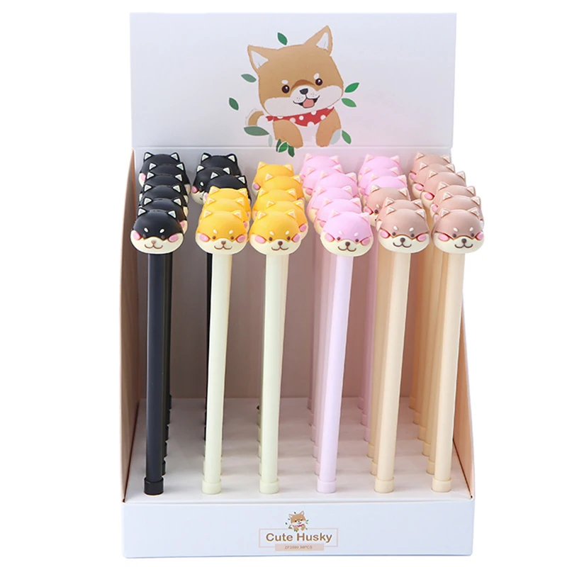 

12 _ японская милая собака, Женская гелевая ручка для домашних животных, забавная, детская, женская, канцелярские товары, роликовый шар, школа, синие Черные чернила, 0,5 мм