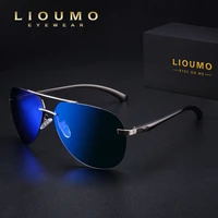lioumo pilot sunglasses for men polarized sun glasses women anti glare driving goggle unisex blue mirror lunette de soleil homme