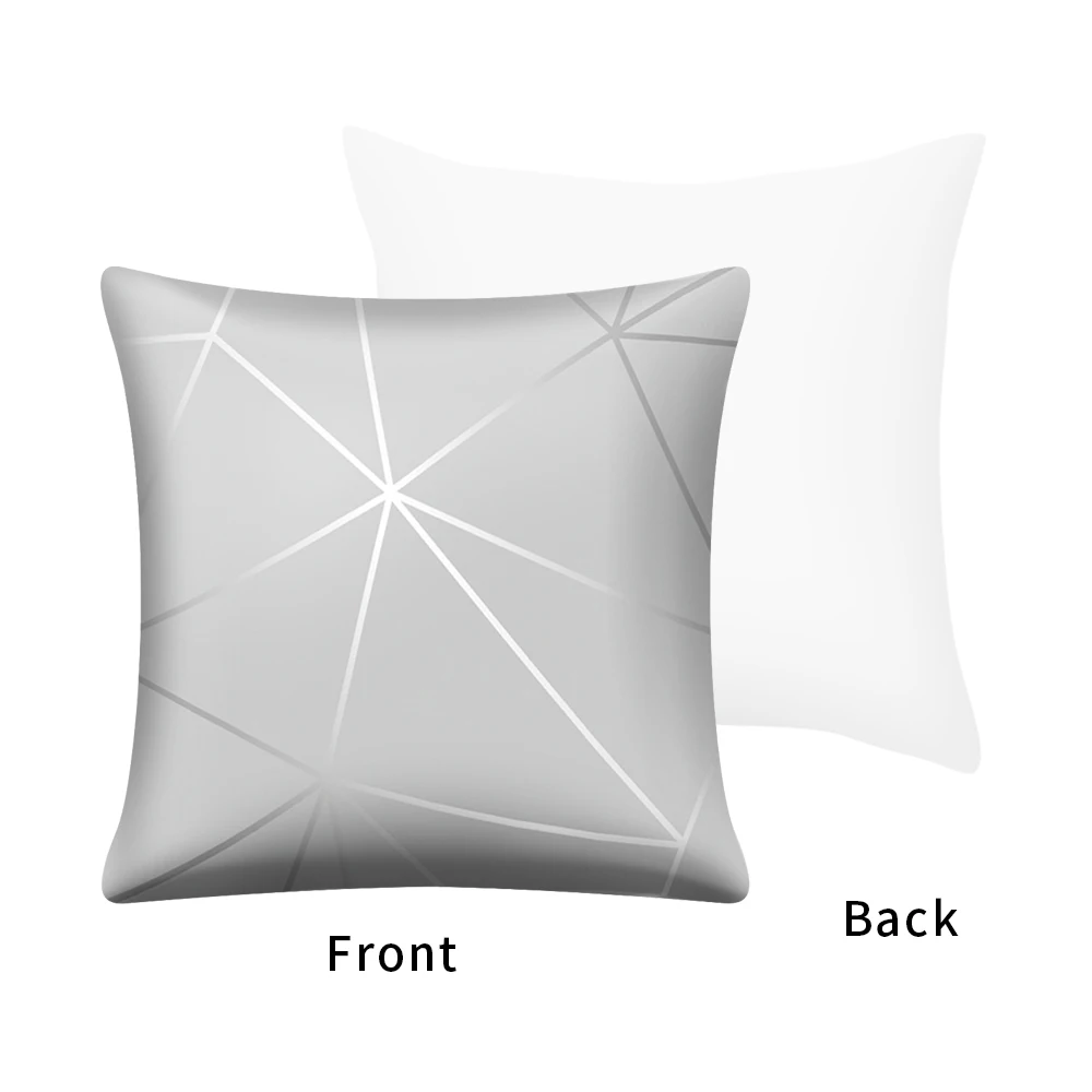 Серебристо серый полосатый геометрический наволочка из персиковой кожи Cojines