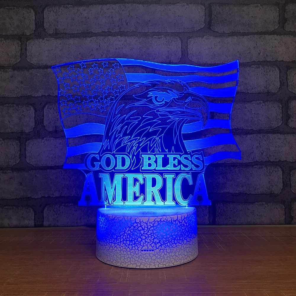 

America Flag LED RGB Night Light 7 Color Change Desk Light Action Figure PVC Kids Toys Brinquedos Christmas Gift