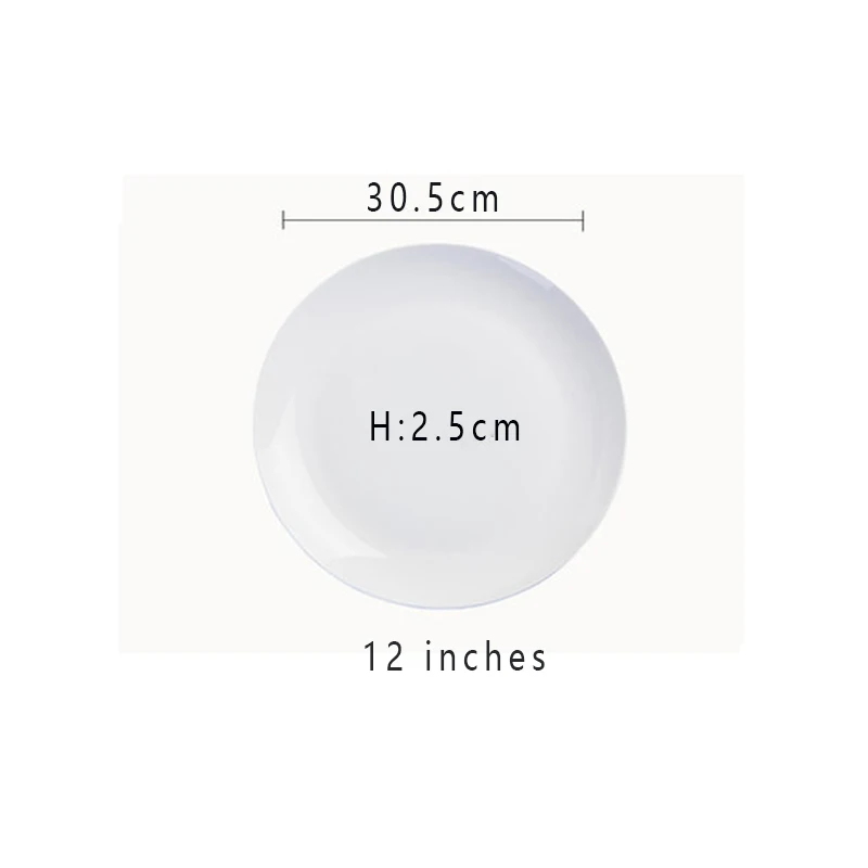 

Jusen 8 Inches Western Steak Plate White Ceramic Mutiple Size Round Household Dinner Plate Kitchen Porcelain Dish Flat Tableware