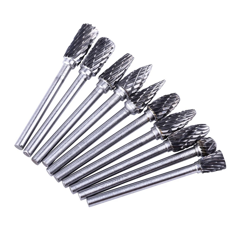 

10 Piece Set Hard Tungsten Steel Grinding Head Alloy Rotate file Electric Drill Grinding Head Grinders Tungsten Steel Head