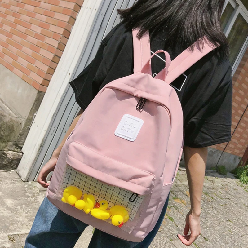 Повседневные прозрачные женские водонепроницаемые Рюкзаки Harajuku нейлоновые