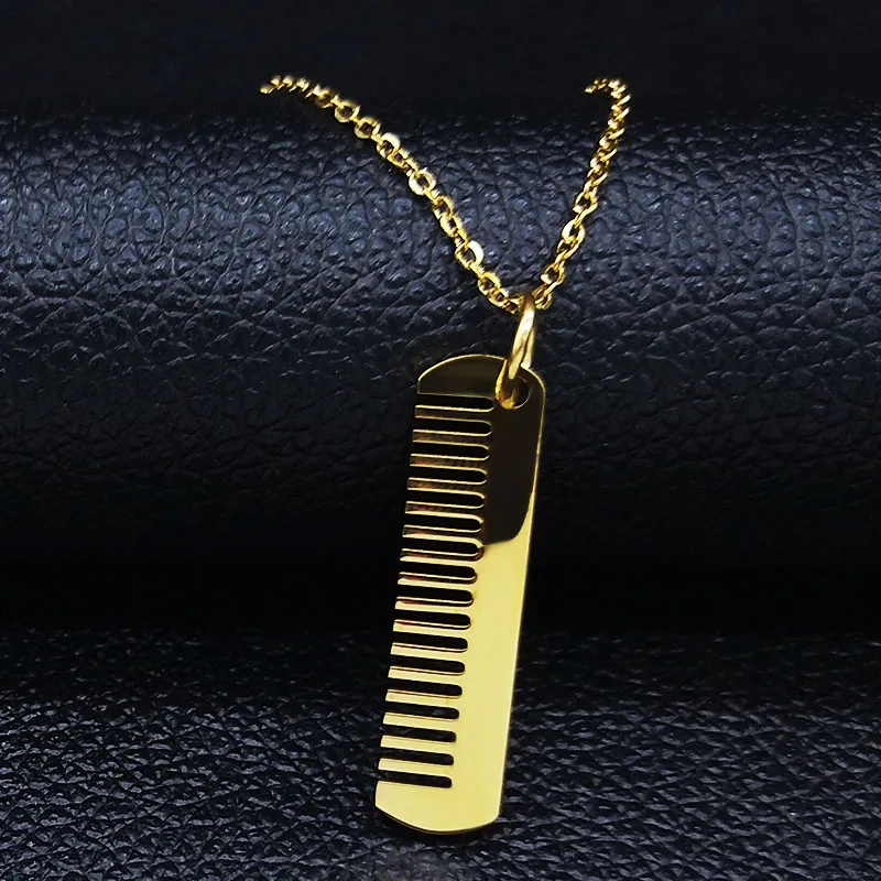 comb GD 50cm O Крутые ожерелья с подвесками из нержавеющей стали с лезвиями бритвы мужские ювелирные изделия стальные мужские ожерелья и подвески в форме бритвы Цепочка N3210 - Окраска металла: comb GD 50cm O