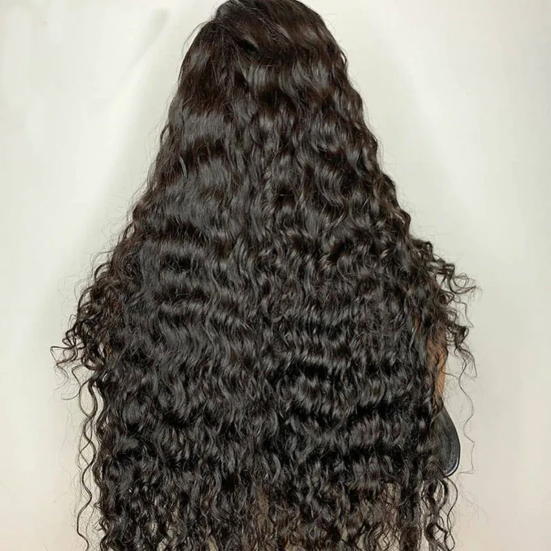 

26Inch 180%Density Long Kinky Curly Preplucked Long Loose Wave Natural Black 13*4 Lace Front Wig For Women Babyhair Synthetic