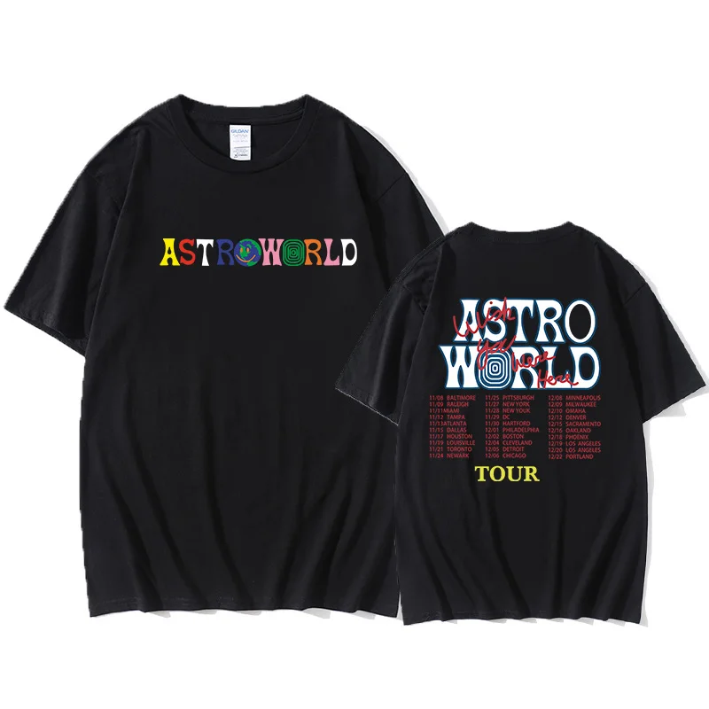 

Travis Scott AstroWorld Tour oversized t-shirt men women1: 1 letter print tee hip hop streetwear kanye west ASTROWORLD Tshirt