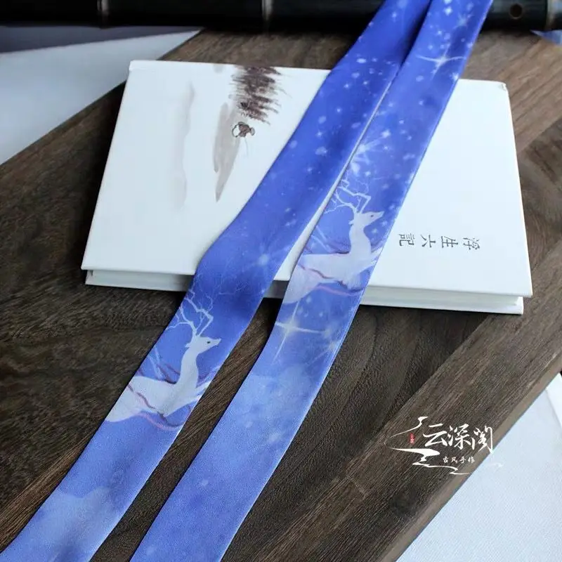 1 high quality Chiffon Antique hanfu cos hair band costume studio cranes printing hair rope hair restoring ancient ways - Цвет: 1