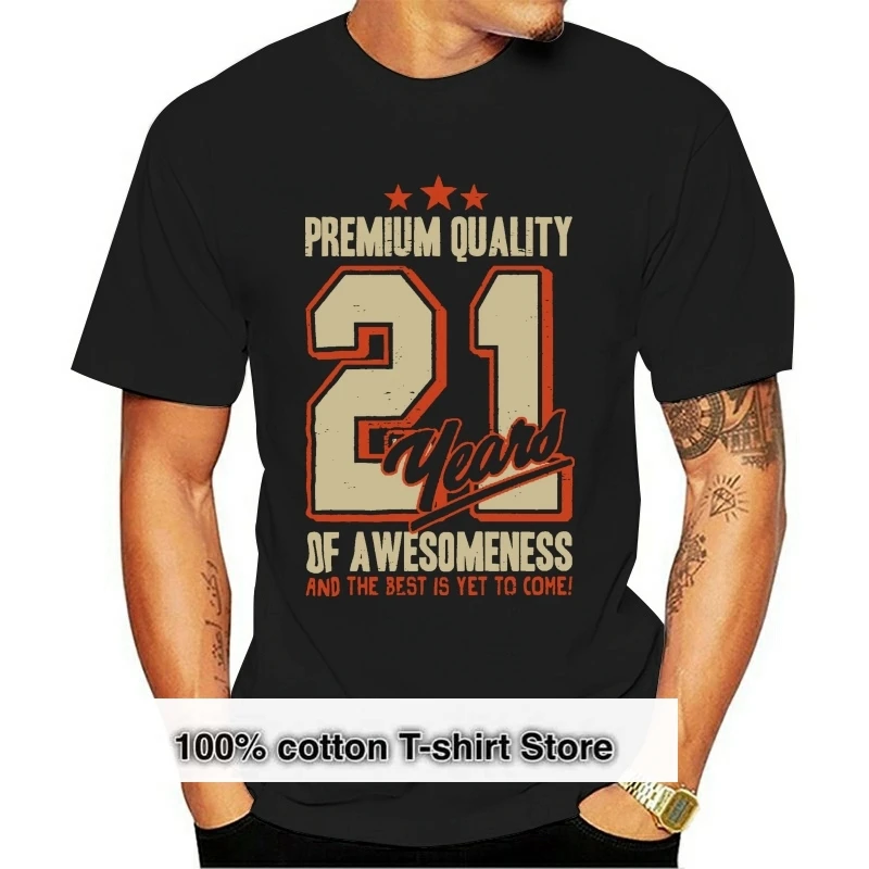 

Mens 21st Birthday T-Shirt 21 YEARS OF AWESOMENESS Dad Son Brother Funny Gift