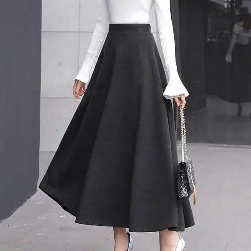 Женские шерстяные юбки с высокой талией зима 2019 шерстяная длинная