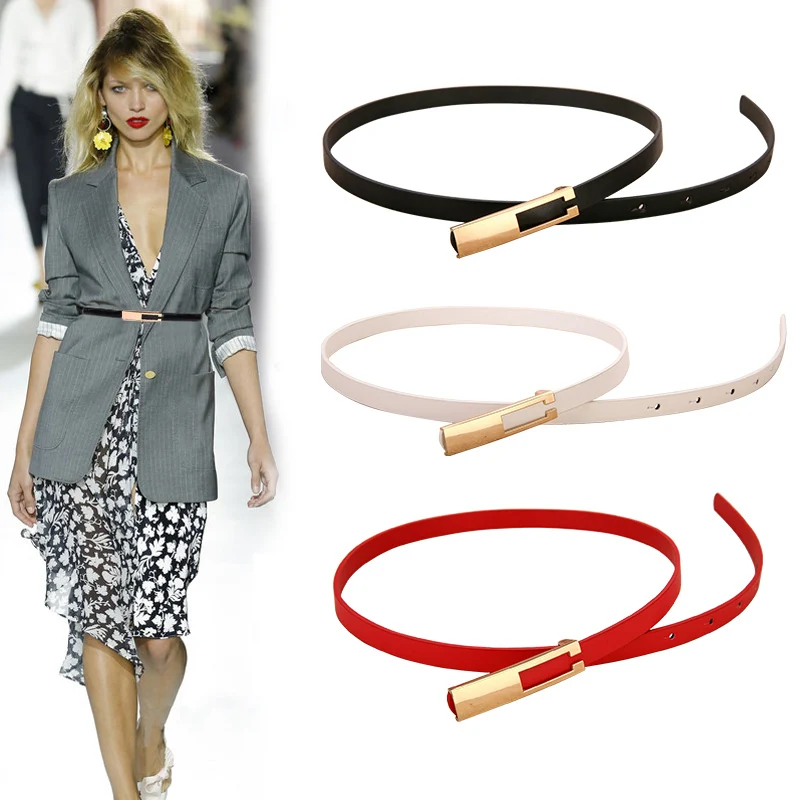 Металлическая пряжка дамские ремни для платьев высокое качество кожаные тонкие