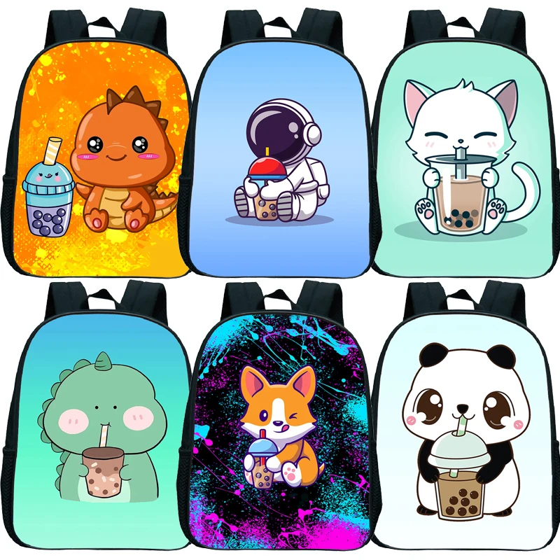 

Baby Boys Girls Cute Boba Tea Mini Backpack Children Cartoon Anime Kindergarten Knapsack Kids Rucksack Toddler Start School Gift