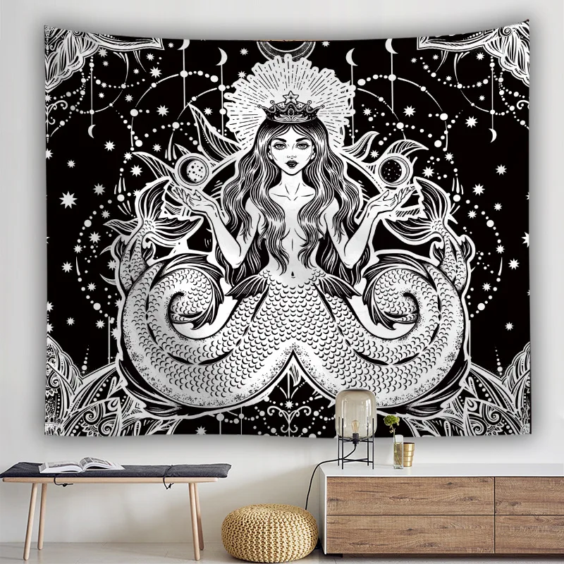 

Yaapeet 1pc Mermaid Printed Wall Tapestry Polyester Retro Wall Hanging Pretty New Classical Hanging Tapestry Jacquard Home Decor