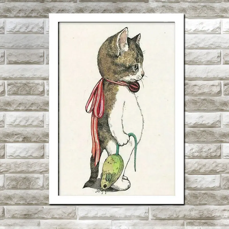 

Nordic Waterproof Art Cartoon Cat Combination Kidsroom Prints and Posters Decorative Pictures for Living Room Unframed