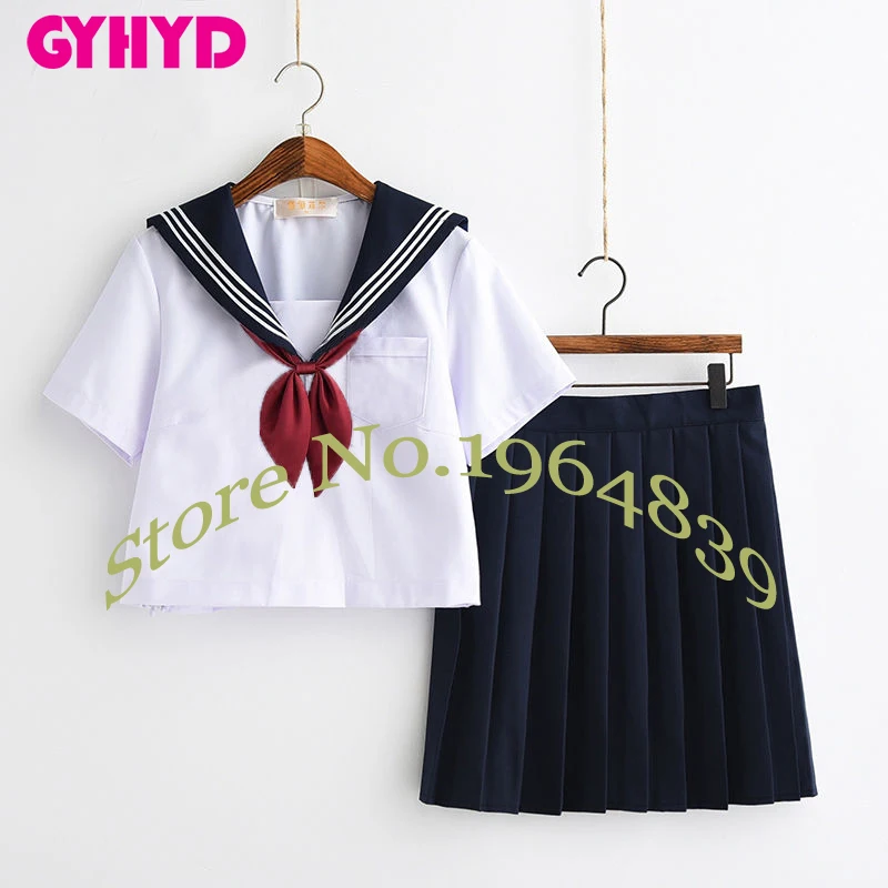Short Sleeve Set Матрос Школьная форма аниме японская школьная форма корейский стиль каваи девушка Белый Косплей Японская рубашка одежда - Цвет: Short Sleeve Set
