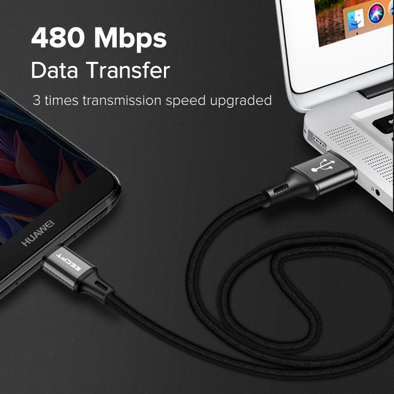 EECPT кабель usb type-C, 3 А, кабель для быстрой зарядки и передачи данных, кабель USB C для зарядки телефона, кабель type-C для samsung S9, huawei, Xiaomi, Oneplus 6T