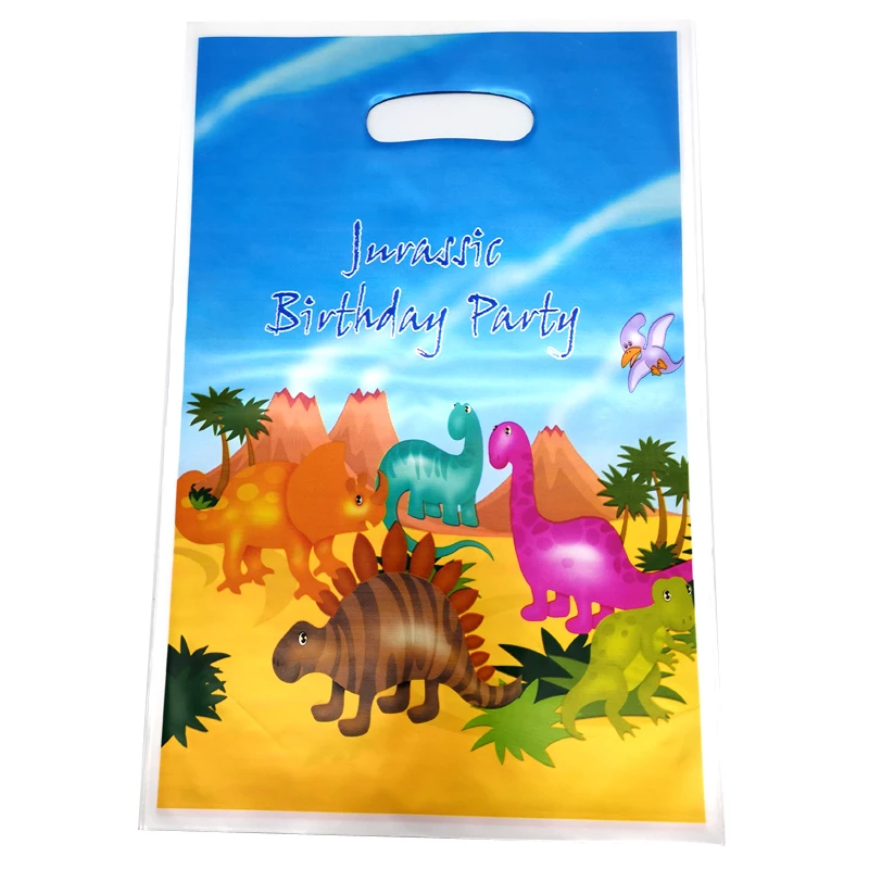 

Cute Dinosaur Theme Birthday Party Supplies Decorations Kids Boys Favors Loot Bag Happy Baby Shower Candy Gifts Bags 100pcs/lot