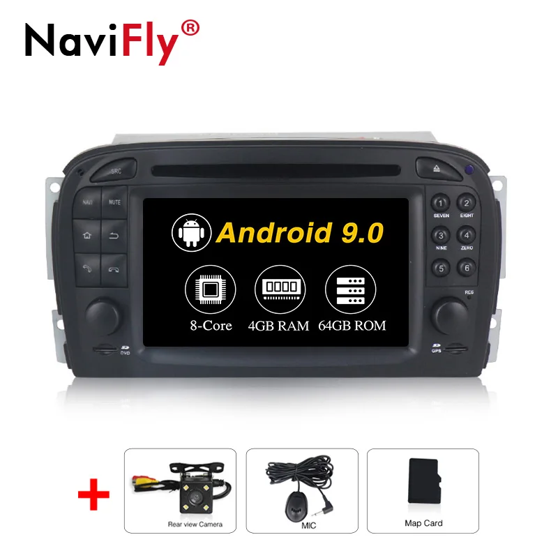 NaviFly 8 ядерный 4 Гб ОЗУ 64 Гб ПЗУ Android 9,0 Автомобильный gps Радио dvd-плеер головное устройство для Mercedes Benz SL R230 SL500 2001-2007 - Цвет: PX5 4G RAM 64G ROM