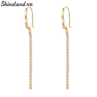 shineland new trendy bijou crystal long chain tassel drop earrings for women girl party fashion classic jewelry banquet gift