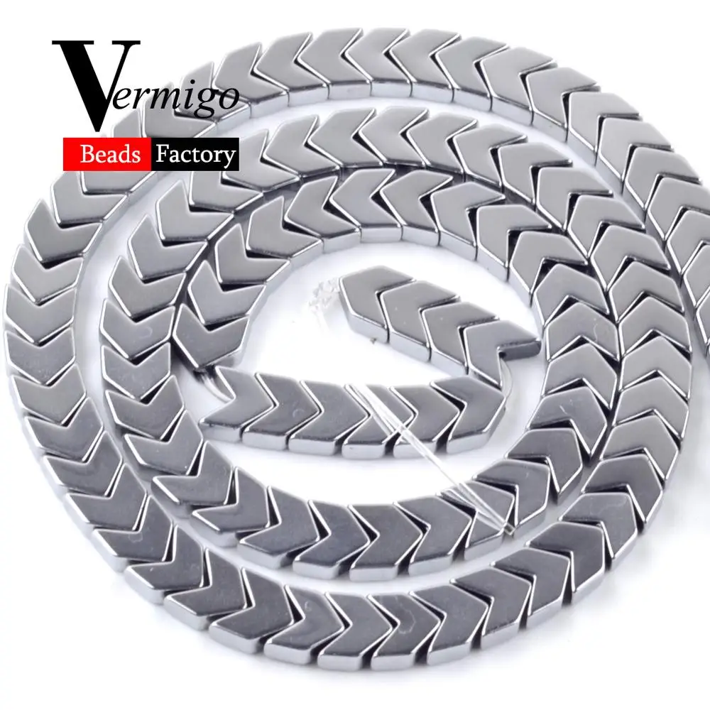 Бусины Из Гематита в форме стрелы покрытые натуральным серебром для