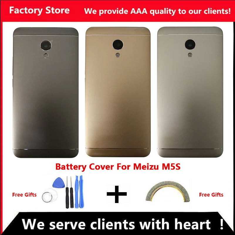 Крышка батарейного отсека качества AAA для Meizu M5S задняя крышка чехол объектива