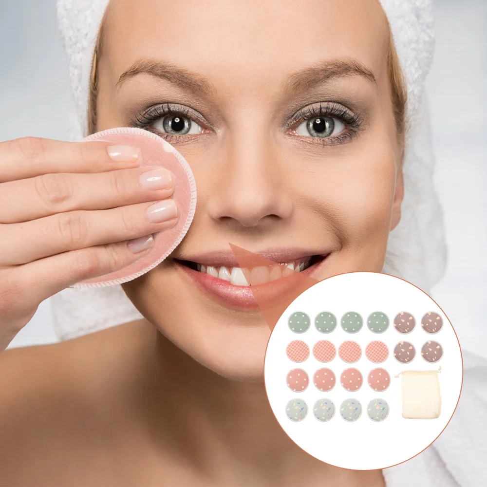 

1 Set of Makeup Remover Puff Pads Comfortable Facial Clean Pads with Storage Bag