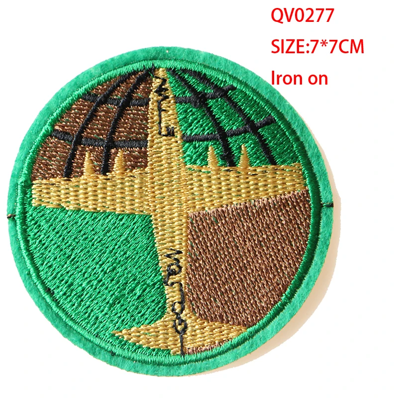 Cute round UFO icon Embroidered Iron on Patches for Clothing DIY Stripes Clothes Patchwork Stickers Children Custom Badges |