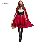 Костюм Красной Шапочки для женщин, нарядный костюм для взрослых на Хэллоуин, косплей, фантазия, карнавал, сказка, размера плюс, платье для девочек, накидка