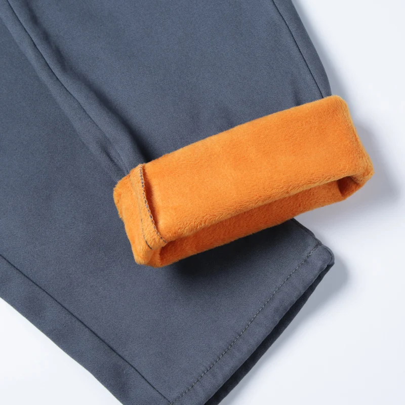 

2019 Winter Business Casual Warm Trousers Men's Fashion Solid Color Cotton Slim Winter Fleece Pants 4 Colors Optional