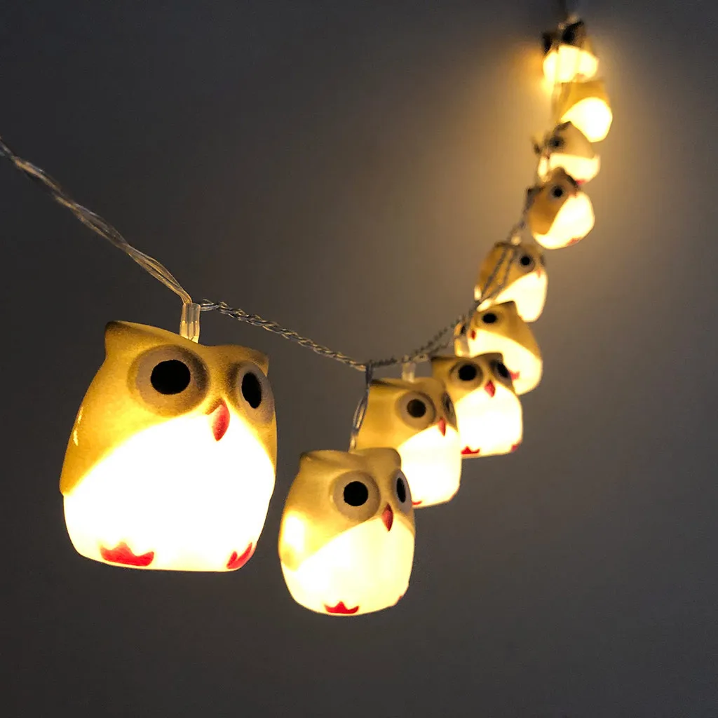 1,65 м 10LED Милая гирлянда в виде совы для Хэллоуина, праздничные гирлянды на День святого Валентина, День рождения, свадьбу, вечеринки, декоративные Экономичные лампы на батарейках