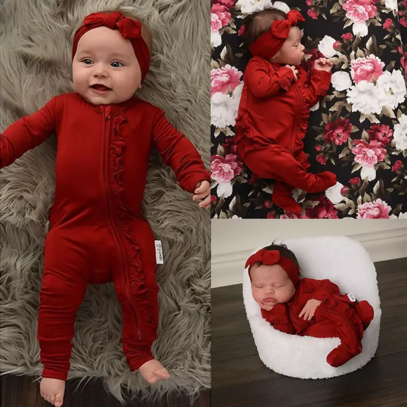 Комбинезон для новорожденных с длинным рукавом на молнии|Ромперы| |