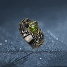 Винтаж дизайн Cirrus узор кольцо треугольной камнем жадеит кольцо с давних старый волшебное кольцо для костюмированного бала Косплэй аксессуары