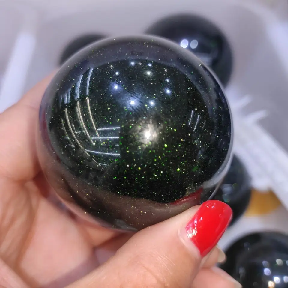 

6cm Natural Green-sand Stone Quartz Crystal Ball Sphere Healing